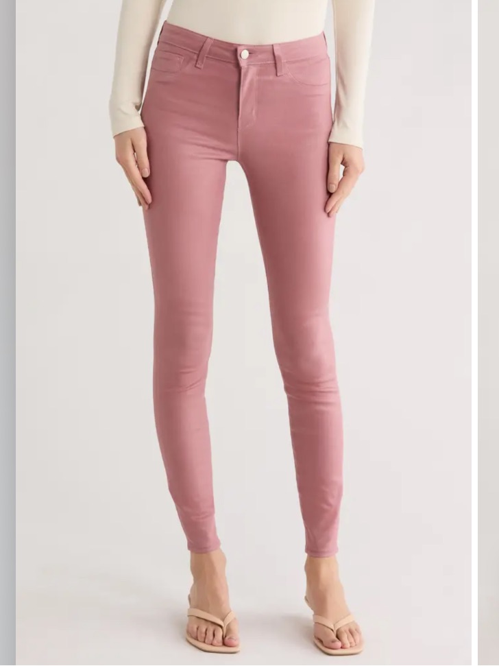 L’agence Marguerite Skinny High Rise Jeans Size 26 Mauve Rose Coated